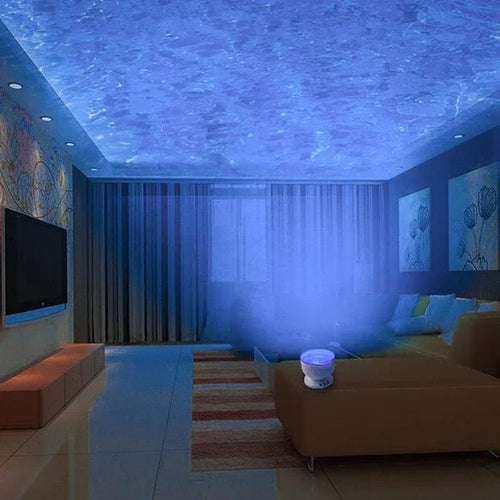Abajur Projetor de Ondas do Mar com Caixa de Som e Luz LED