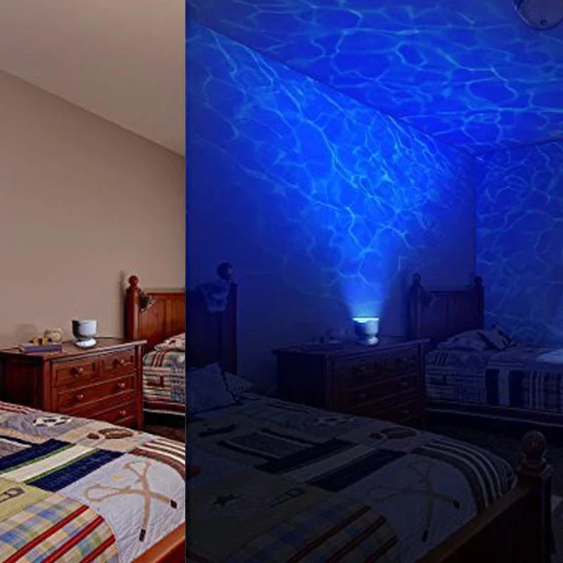 Abajur Projetor de Ondas do Mar com Caixa de Som e Luz LED