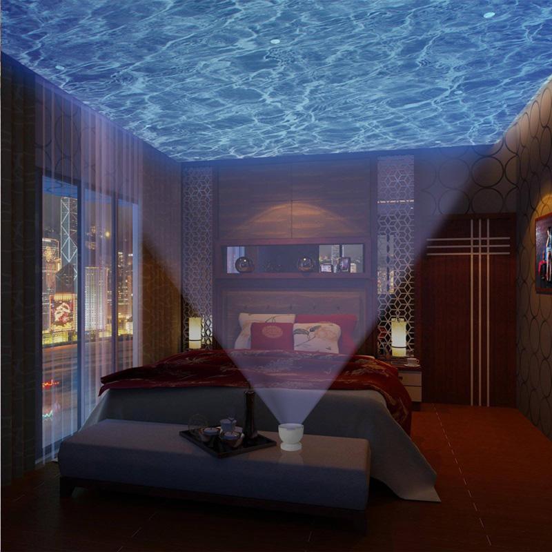 Abajur Projetor de Ondas do Mar com Caixa de Som e Luz LED